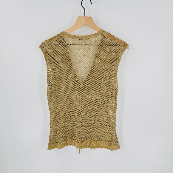 Vintage Banana Republic Crochet Knit Vest XL – Boho Button-Front Sleeveless Top - Picture 2 of 7